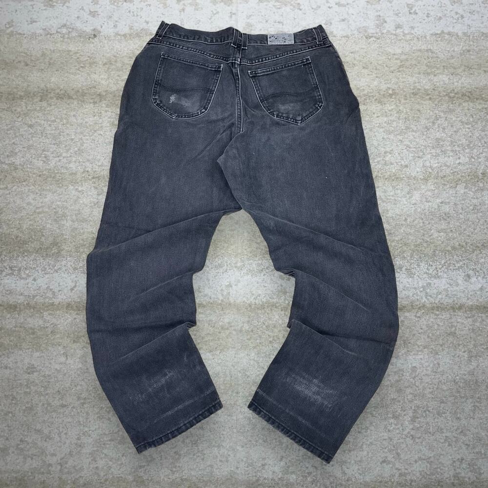 Vintage 90s Lee Jeans 34x32 Baggy Fit Tapered Smoke Black Wash Denim